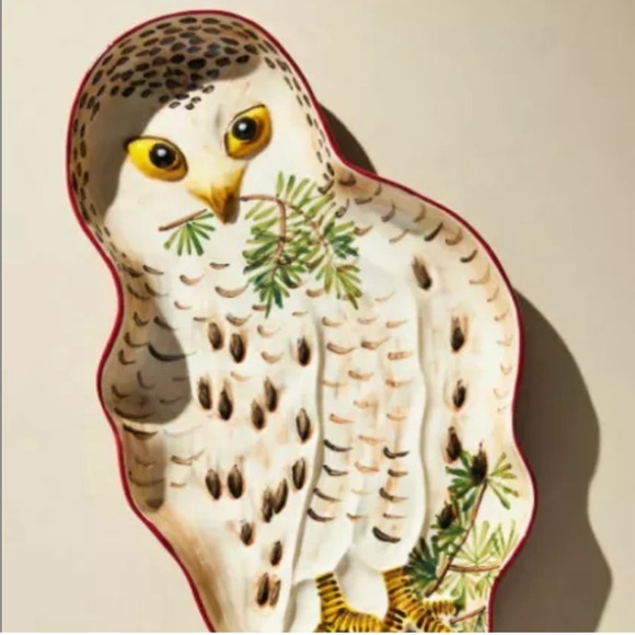 Anthropologie Nathalie Lete Snowy Owl Serving Platter